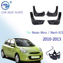 Guardabarros delanteros y traseros de coche para Nissan Micra / March K13, 2010, 2011, 2012, 2013, guardabarros antisalpicaduras 2024 - compra barato