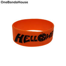 Pulsera de silicona OBH 25 piezas Hello Ween, de una pulgada de ancho, naranja y negro, para fanáticos de la música 2024 - compra barato