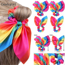 2021 Summer Colorful Chiffon Bowknot Hair Scrunchies Women Ponytail Holder Girls Hair Tie Rope Rubber Bands Hair Accessories 2024 - buy cheap