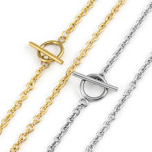 Silver Color/Gold Color Stainless Steel 4mm Rolo O Toggle Clasp Chain Women Floating Lock Chain Necklace Choker Wholesale 5pcs 2024 - buy cheap