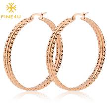 FINE4U E203 Gold color Stainless Steel Earrings 2020 Women Small or Big Hoop Earrings Party Rock Gift, 4 Colors Wholesale 2024 - buy cheap