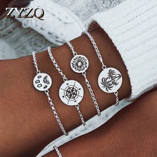 ZYZQ-Conjunto de pulseras Vintage con estampado de pata de oso y flores, brazalete elegante con grabado bohemio, 4 piezas, venta al por mayor 2024 - compra barato