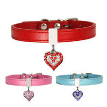 Collar para mascota, perro, gato, colgante de corazón de amor ostentoso, Collar de cuero suave de seguridad, correa para el cuello, perrito, Animal, accesorios 2024 - compra barato