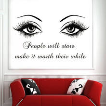 Eyes Big Eye Lashes Wall Decals Quote Eye Lashes Wink Beauty Salon Art Decor Vinyl Decal Removable Room Decoration Poster Z702 2024 - buy cheap