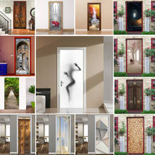 Виниловые самоклеящиеся водонепроницаемые съемные 3D-наклейки на дверь, настенные художественные настенные наклейки для украшения дома 2024 - купить недорого