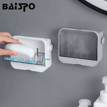 BAISPO-jabonera creativa con tapa para baño, caja de almacenamiento de baño a prueba de polvo, soporte de jabón montado en la pared, accesorios de baño para el hogar 2024 - compra barato