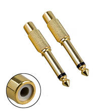 2pcs Gold Plated 6.35mm 1/4" Male Mono Plug to RCA Female 6.5mm Jack Audio Stereo Adapter Connector Plug Converter Sound Mixer 2024 - buy cheap