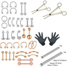 Conjunto de ferramentas de piercing profissional, 1 conjunto de ferramenta de piercing estéril, para barriga, anel, agulha, cartilagem, jóias para o corpo 2024 - compre barato