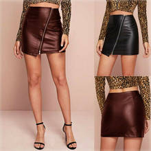 Women Sexy PU Leather Mini Skirt High Waist Zipper Front High Waist Short Skirt Tight Office Lady Slim Pencil Skirt Female skirt 2024 - buy cheap