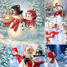 Алмазная 5D картина «сделай сам» с Санта-Клаусом, снеговиком, вышивка крестиком, полная вышивка, мозаика, искусство, картина Стразы, рождественский подарок 2024 - купить недорого