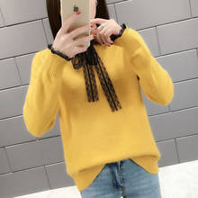 Women's Clothing Knitted Sweaters 2021 New Blouses Shirts Autumn Bow Neck Long-Sleeveknit Sweater Loose Women Top Knitted 76H 2024 - buy cheap