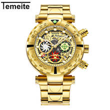 TEMEITE brand creative men's watch multi-function stainless steel men's quartz watch waterproof luxury gold chronograph 2024 - buy cheap