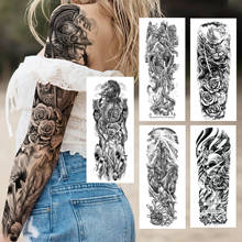 Guerreiro rosa manga cheia tatuagens temporárias para mulheres adultos realista pombo crânio exército falso tatuagem adesivo 3d sexy grandes tatoos 2024 - compre barato