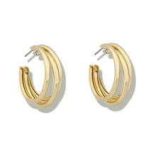Peri'sBox Gold Silver Color Multi Hoops Earrings for Women Simple Three Circle Hoop Earrings Bohemia Geometric Round Earrings 2024 - buy cheap