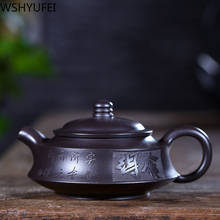 WSHYUFEI-TETERA China Zisha, juego de té de barro negro crudo, auténtico, hecho a mano, tetera de arena púrpura, filtro de bola, 120ml 2024 - compra barato