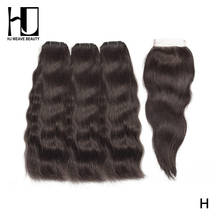 Bundles With Closure Natural Straight Raw Indian Virgin Hair Weave Bundles With 4x4 Lace Closure Free Part 100% Human Hair 2024 - buy cheap