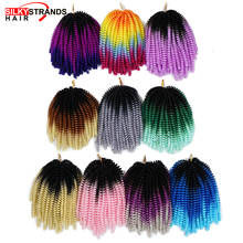 Fluffy Spring Twist Crochet Hair Extensions Synthetic Bomb Nubian Bounce Ombre Kanekalon Prestretched Braiding Hair Black Silky 2024 - buy cheap