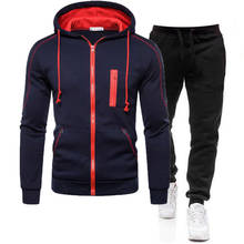 2021 Men's Autumn Winter Warm Tracksuit Zipper Hoodie and Pants 2 Piece Sportswear Jogger Running Workout Fitness Men Clothes 2024 - buy cheap