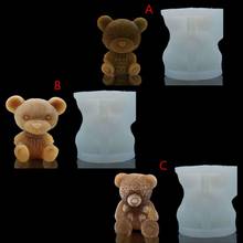 3d bonito do bebê urso artesanato arte silicone sabão vela gelo bandeja resina molde molde de silicone moldes artesanais arte diy ferramenta 2024 - compre barato