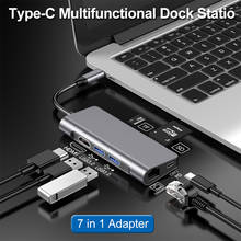 7 в 1 адаптер USB Type-C HUB to HDMI RJ45 Ethernet мульти порты USB 3,0 PD адаптер питания для MacBook Pro/Air USB-C HUB HAB 2024 - купить недорого
