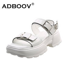 ADBOOV Patent Leather Platform Sandals Women Buckle Design Peep Toe Fashion Summer Shoes Ladies 2024 - buy cheap