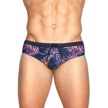 UXH Brand Mens Padded Sexy Swimwear Sunga Masculina Swimming Briefs Summer Boys Leaf Beach Swimsuits Bain Homme Zwembroek Heren 2024 - buy cheap