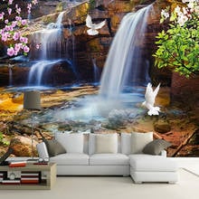 Diantu personalizado 3d papel de parede para paredes rolo cachoeira água correndo paisagem natural grande mural da foto 3d 2024 - compre barato