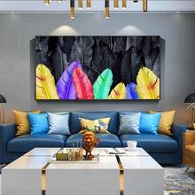 Abstracto colorido penas quadros da arte parede quadros em tela moderno cartazes e impressões para sala de estar cuadros decoração 2024 - compre barato