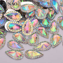 JUNAO 8*13mm 13*18mm Teardrop AB Flatback Rhinestone Stone Appliques Crystal Stickers Non Hot Fix Resin Strass For DIY Crafts 2024 - buy cheap