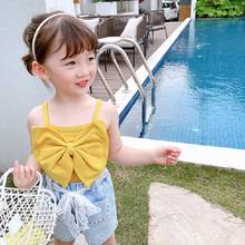 Candy Color Summer Girls T Shirt Vest Kids Shirts T-Shirt Cotton Girl Tops Tee Baby Toddler Bow Tank Top Children Clothes 2024 - buy cheap