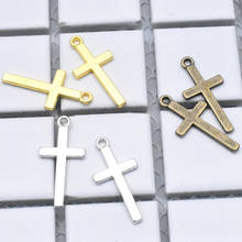 Pingente vintage em três cores, acessório de joias artesanais faça você mesmo pingente de cruz de liga metálica 15 tamanhos 27x13mm 2024 - compre barato