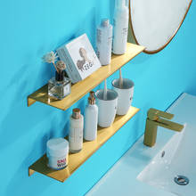 Алюминиевая Полка для ванной комнаты, матовый золотой держатель для шампуня, мыла, косметики, угловой держатель для кухни, одноуровневый настенный держатель, аксессуары для ванной комнаты 2024 - купить недорого