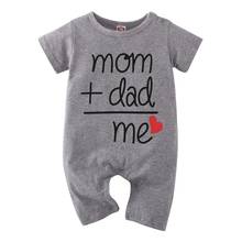 Летняя одежда для маленьких девочек, одежда с коротким рукавом для новорожденных с надписью «Mon & Dad» 2024 - купить недорого