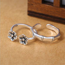 Новые креативные тайские серебряные кольца в стиле ретро с покрытием из стерлингового серебра 925 пробы с цветком сливы и бамбуком SR462 2024 - купить недорого