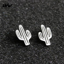 UVW301 2pc 316L Fashion Tiny Minimalist Plant Cactus Stud Earrings for Women Men Ear Pin Helix Piercings Pendientes Silver Color 2024 - buy cheap