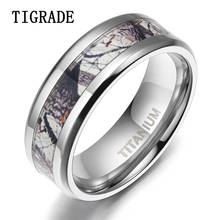 Tigrade homens anel feminino titânio novo design exclusivo floresta cenário incrustação legal casal anel para casamento aniversário banda 6/8mm 2024 - compre barato