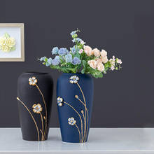 Vaso grande de cerâmica para decoração, vaso criativo moderno de porcelana, flores secas, chão de sala de estar, decoração suave de luxo 2024 - compre barato