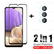 Для Samsung Galaxy A32 5G 2in1 полное покрытие Защитная пленка для переднего экрана для samsung процессором обработки изображений, galaxi a 32 32a 4G камера защитное стекло 2024 - купить недорого
