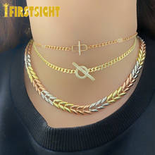 2021 New Gold Color CZ Necklace 5mm OT Buckle Large Circle Cuban Link Choker Hip Hop Jewellery Charm Necklace Women Jewelry 2024 - buy cheap