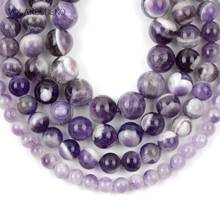 Natural Purple Crystal Sripe Amethysts Stone Round Beads For Jewelry Making 6/8/10/12mm Spacer Loose Beads Diy Bracelets 15" 2024 - buy cheap