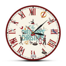 Reloj de pared Retro con números romanos para decoración del hogar, reloj de pared silencioso con diseño navideño, color rojo, para uso en fiestas navideñas 2024 - compra barato