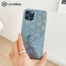 Lovebay Laser Transparent Love Heart Flowers Phone Case For iPhone 12 11 Pro Max X XR XS Max 7 8 Plus SE2020 Soft TPU Back Cover 2024 - купить недорого