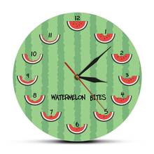 Reloj de pared decorativo con estampado divertido de mordeduras de sandía para comedor, colgante con temática de frutas de verano, hora de verano 2024 - compra barato