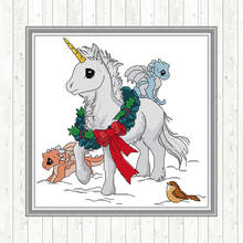 Kit de punto de cruz de dibujos de unicornio, bordado DMC, 14CT, 11CT, lienzo impreso, a mano, bricolaje 2024 - compra barato