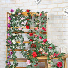 Falsa flor Rosa Artificial de mimbre de la boda arco decoración flor vid fiesta en casa decoración de Ivy colgante de pared guirnalda Artificial de la flor 2024 - compra barato