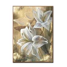 Two Beautiful White Flowers Abstract Handmade Oil Painting Modern Wall Art Living Room No Frame Picture Home Decoration Painting 2024 - buy cheap
