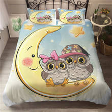 Conjunto de cama de casal com desenho de coruja wishstar, jogo de cama de solteiro ou fronha 200x200 com estampa de animal 2024 - compre barato