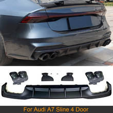 Difusor de parachoques trasero para coche, alerón con puntas de escape PP, para Audi A7 Sline 4 puertas 2019 2020 no S7 2024 - compra barato