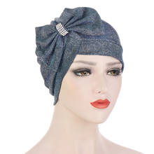 Multicolor Women Bow muslim hijab caps wrap head Inner hijabs  Forehead cross Paste drill turban bonnet islamic underscarf cap 2024 - buy cheap