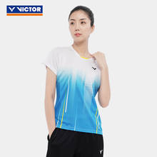 Victor-Camiseta de manga corta de bádminton para mujer, camiseta de competición de contraste de Color, T-01008, novedad de 2020 2024 - compra barato